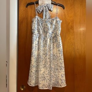 Floral mini dress with matching bow